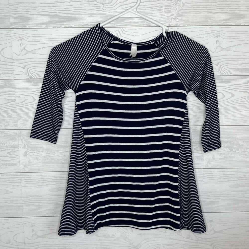 Haani blue & white striped long sleeve swing top Girls size 8